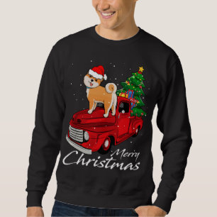 Sweatshirt Père Noël Chien Marches Camion Rouge Costume de Py