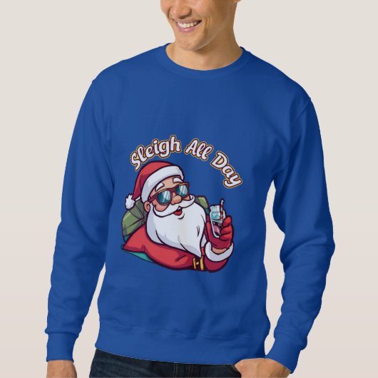 Sweatshirt Père Noël cool avec lunettes de soleil – “Sleigh A (Devant)