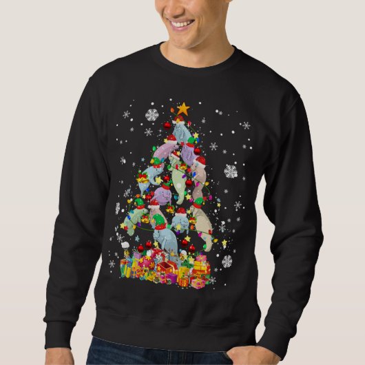 Sweatshirt Père Noël ELF Manatee Noël Arbre de Noël Lumières  (Devant)