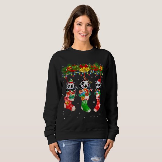 Sweatshirt Père Noël Elf Reindeer Panda Dans Chaussettes De N (Devant entier)