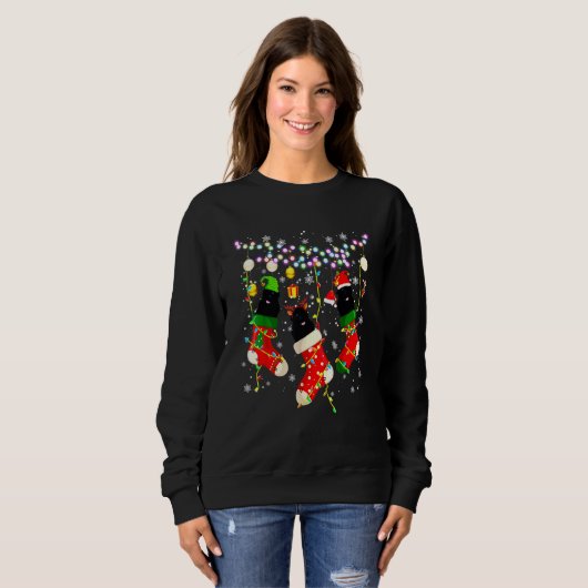 Sweatshirt Père Noël Elf Reindeer Terre-Neuve En Chaussettes  (Devant entier)