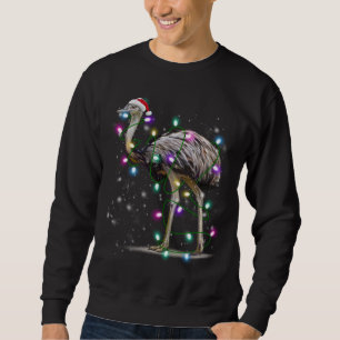 Sweatshirt Père Noël Emu Bird avec lumières de Noël Cadeau Fu