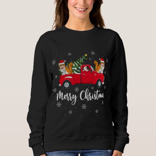 Sweatshirt Père Noël équitation Arbre de Noël Camion Chat Per (Devant)