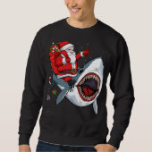 Sweatshirt Père Noël équitation requin Noël Pyjama mignonne O (Devant)