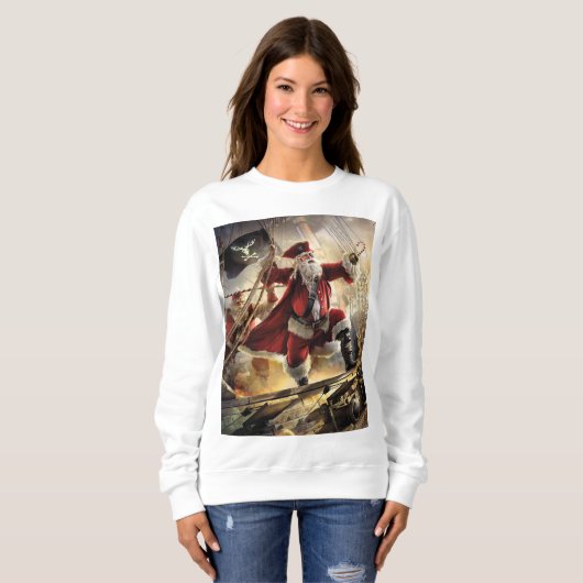 Sweatshirt Père Noël Est Un Pirate (Devant entier)