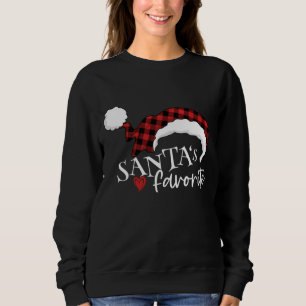 Sweatshirt Père Noël favori dans Red Buffalo Plaid Santa Hat
