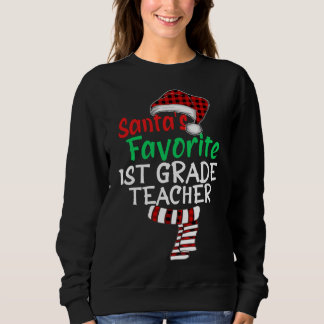 Sweatshirt Père Noël Favori Enseignant de 1ère année Xmas Pèr