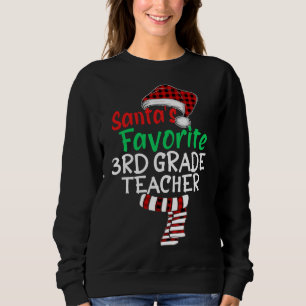 Sweatshirt Père Noël Favori Enseignant de 3e année Xmas Père