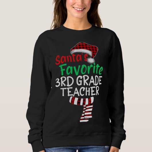 Sweatshirt Père Noël Favori Enseignant de 3e année Xmas Père (Devant)