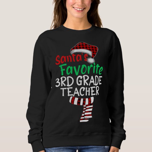 Sweatshirt Père Noël Favori Enseignant de 3e année Xmas Père  (Devant)