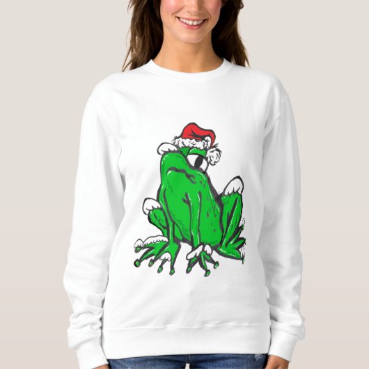 Sweatshirt Père Noël Frog Cartoon Merry X-Mas Sweater (Devant)