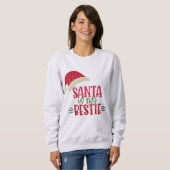 Sweatshirt Père Noël Is My Bestie Red - Parties scintillant v (Devant entier)