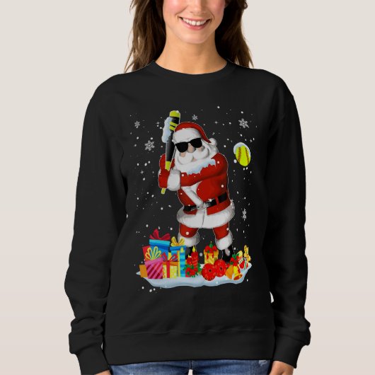 Sweatshirt Père Noël Jouer Cool de softball Noël Père Noël So (Devant)
