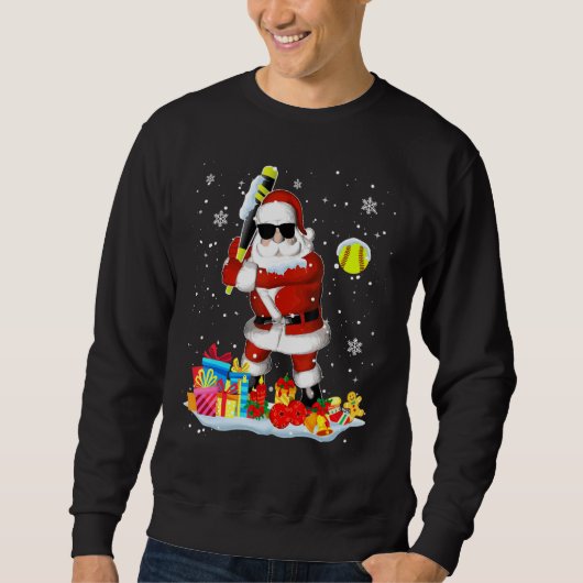 Sweatshirt Père Noël Jouer Cool de softball Noël Père Noël So (Devant)