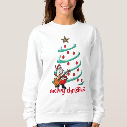 Sweatshirt père Noël joyeux arbre de Noël drôle design (Devant)