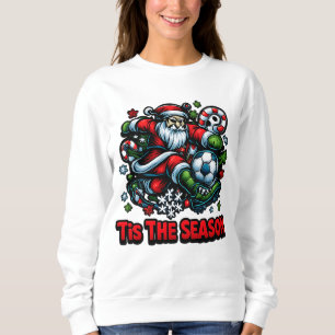 Sweatshirt Père Noël Kicking Soccer Ball Noël