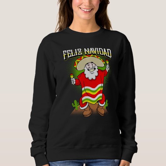 Sweatshirt Père Noël mexicain Feliz Navidad Ugly Christmas S (Devant)