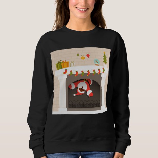 Sweatshirt père Noël noire coincée dans la cheminée sweatshir (Devant)