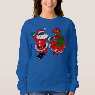 Sweatshirt père Noël noire mme claus