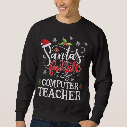 Sweatshirt Père Noël Ordinateur Favori Maître d'enseignant Sa (Devant)