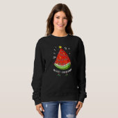 Sweatshirt Père Noël Pastèque Noël En Août Arbre D'été (Devant entier)