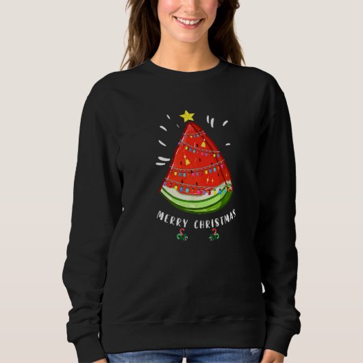 Sweatshirt Père Noël Pastèque Noël En Août Arbre D'été (Devant)