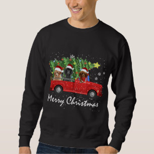 Sweatshirt Père Noël Poodle Riding Camion Rouge Joyeux Noël