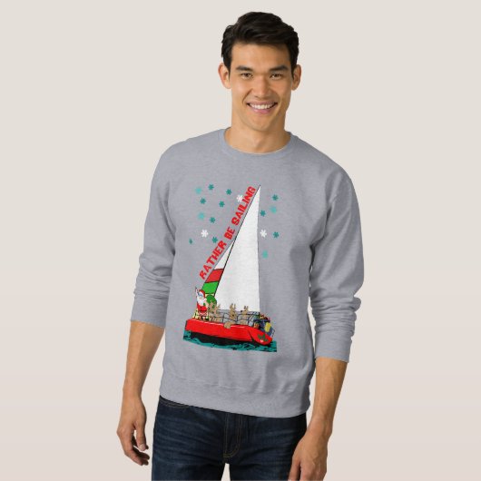 Sweatshirt père Noël préférerait naviguer à Noël (Devant entier)