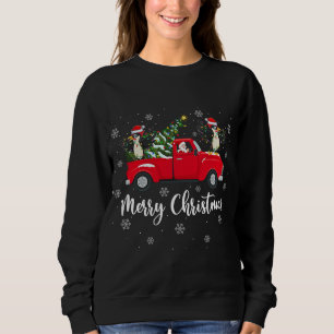 Sweatshirt Père Noël Riding Arbre de Noël Camion Pic Oiseau