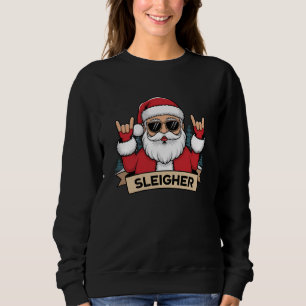 Sweatshirt Père Noël Rockeur de Noël Traîneau de Noël