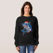 Sweatshirt Père Noël Shark Noël lumières Noël jamas de Noël (Devant entier)