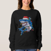 Sweatshirt Père Noël Shark Noël lumières Noël jamas de Noël (Devant)