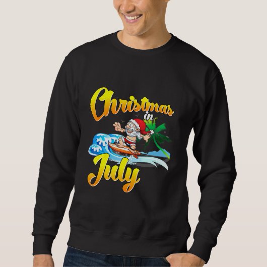 Sweatshirt Père Noël Surf Noël En Juillet Hawaiian Summer Ki (Devant)