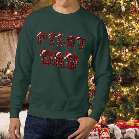 Sweatshirt Père pilote pull de Noël laid Aviation Drôle
