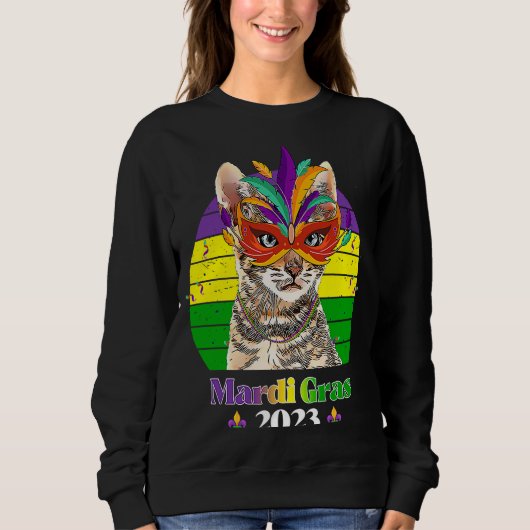Sweatshirt Perles de Masque de Chat Mardi Gras 2023 8 (Devant)
