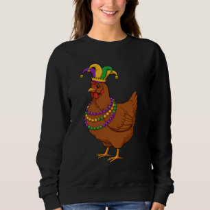 Sweatshirt Perles de poulet bouffon Mardi Gras drôle d'élevag