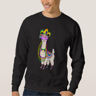 Sweatshirt Perles et Masque Mardi Gras Llama Alpaca Carnaval