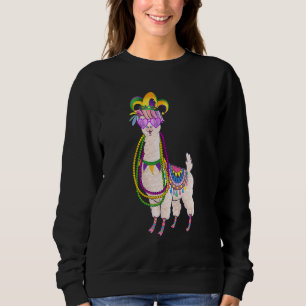 Sweatshirt Perles & Masque Mardi Gras Llama Pour Hommes Femme