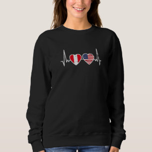 Sweatshirt Pérou Usa Heartbeat Love Roots Peruvien Américain