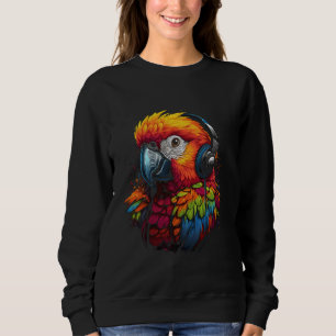 Sweatshirt perroquet coloré DJ Avec casques perroquets africa