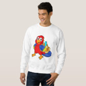 Sweatshirt Perroquet comme étudiant avec sac à dos (Devant entier)