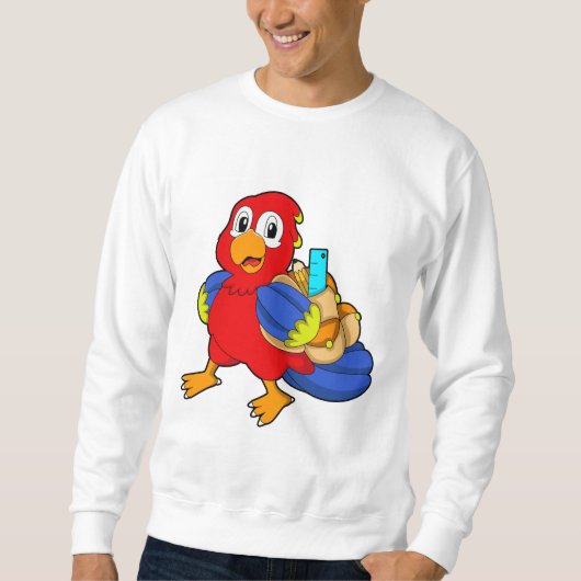 Sweatshirt Perroquet comme étudiant avec sac à dos (Devant)