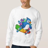 Sweatshirt Perroquet en tant que skate avec skateboard (Devant)