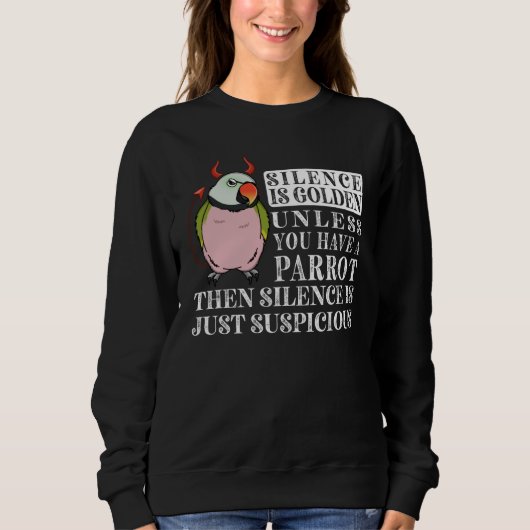 Sweatshirt Perroquet Silence est d'or I Moustache Perruche (Devant)
