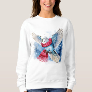 Sweatshirt Perruche bleue volante en Écharpe d'hiver