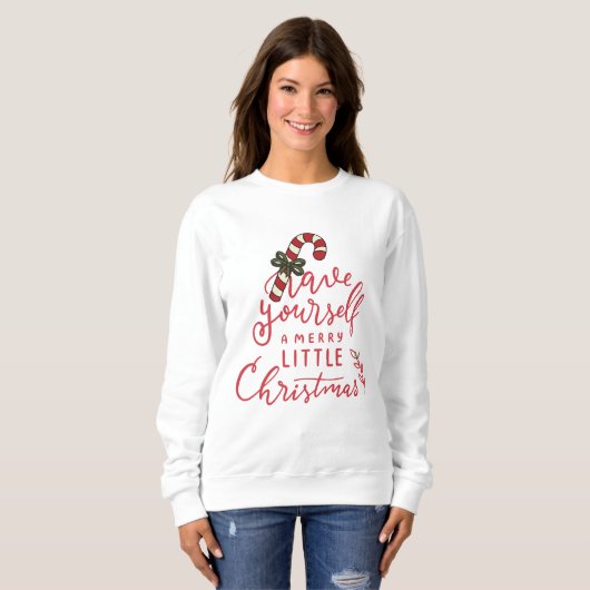 Sweatshirt Personalized Candy Cane Script Christmas (Devant entier)