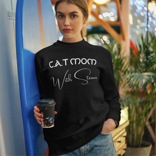 Sweatshirt Personalized Cat Mom Pet Lover White Script Black