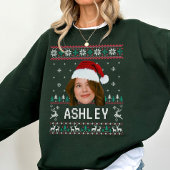 Sweatshirt Personalized Funny Face Photo with Santa Hat Ugly