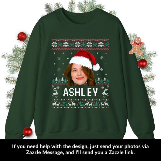 Sweatshirt Personalized Funny Face Photo with Santa Hat Ugly