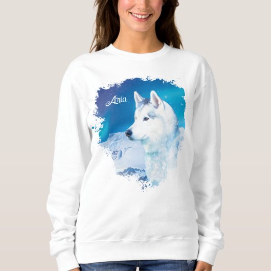 Sweatshirt Personalized Husky dog with mountains  (Devant)